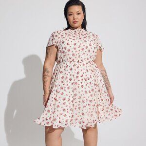 Mini Chiffon Smocked Dress Rose Floral Torrid Size 2X